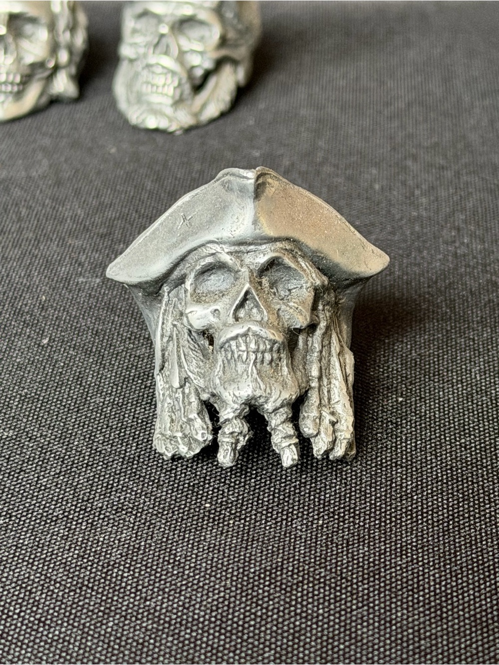 Men’s Skull Statement Ring in Silver Tone - Bold Pirate Jack Sparrow Design